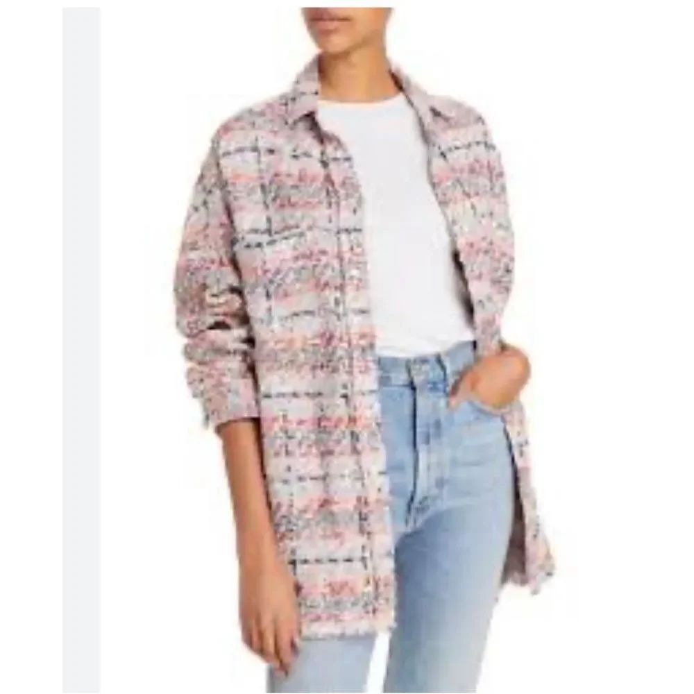 Iro Women’s Multi Pink Mekki Plaid Tweed Shirt Jacket Size 34